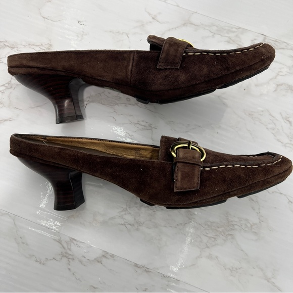 VINTAGE Y2K ME TOO suede kitten heel MULES SHOES - Picture 6 of 7